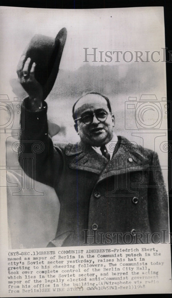 1948 Press Photo Friedrich Ebert Berlin Mayor Communist - RRW80041 - Historic Images