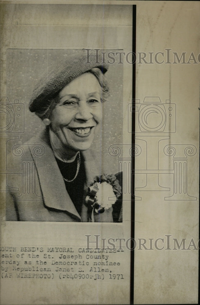 1971 Press Photo Janet Allen Candidate Mayor South Bend - RRW80099 - Historic Images