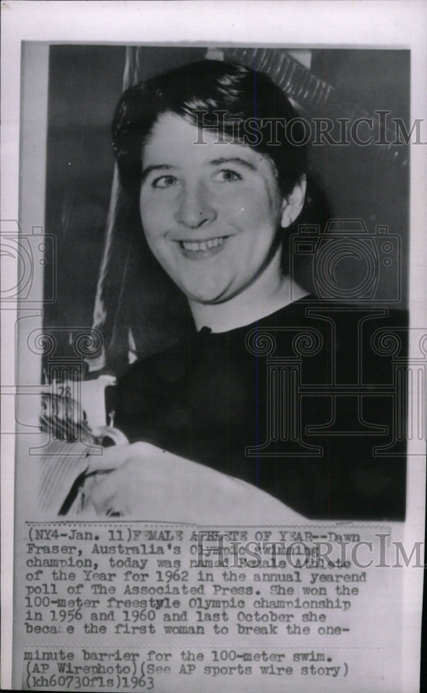 1963 Press Photo Dawn Fraser Female Athlete Olympic - RRW80407 - Historic Images