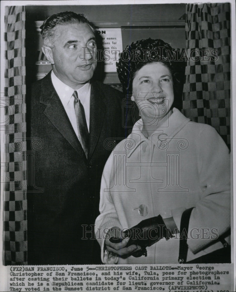 1962 Press Photo Mayor George Christopher wife ballot - RRW80631 - Historic Images