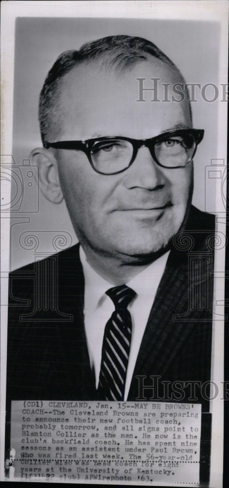 1963 Press Photo Cleveland Brown football coach Blanton - RRW80739 - Historic Images