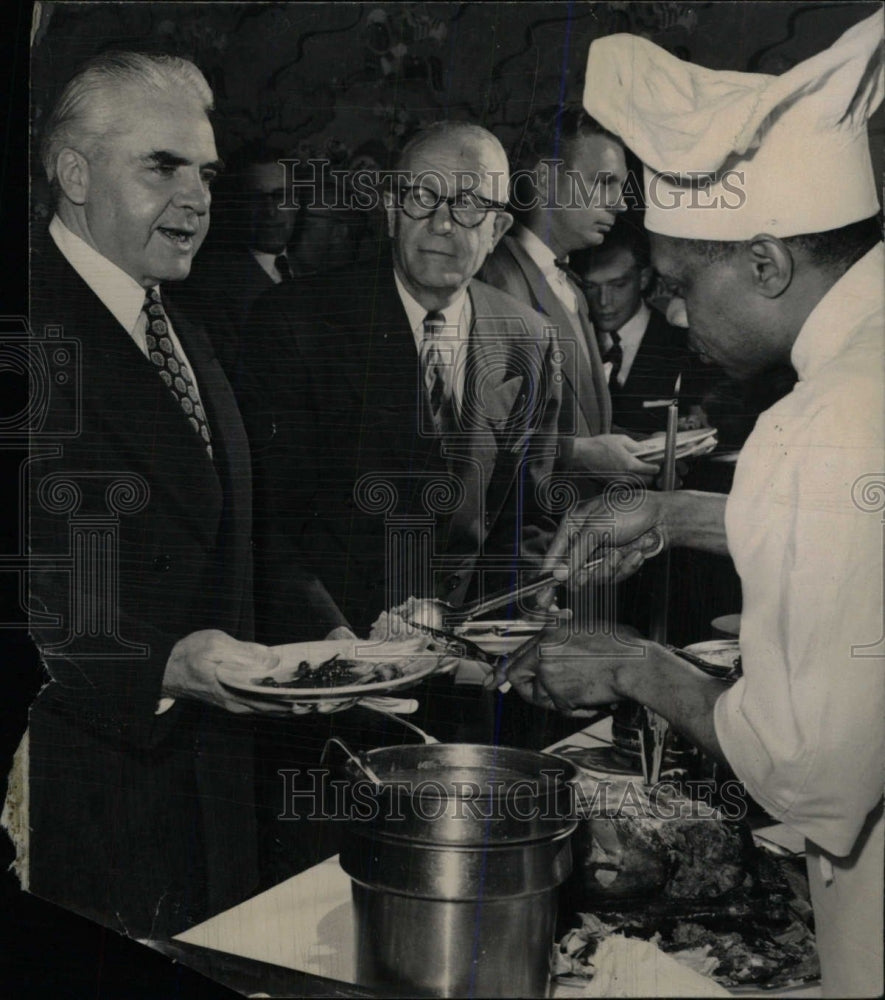 1953 Press Photo William McGlone Sample Buffet Schwalbe - RRW81061 - Historic Images