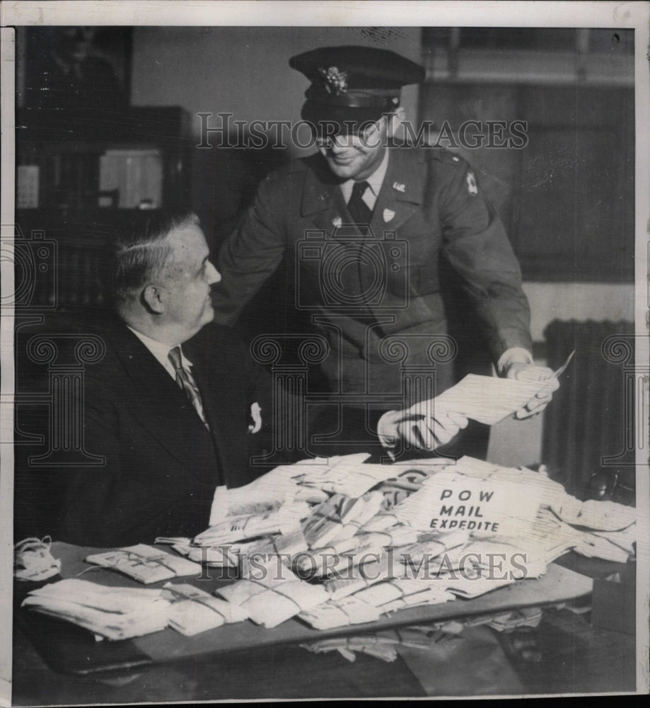 1951 Press Photo John Fixa Postmaster Lt Charly Ely pow - RRW81899 - Historic Images