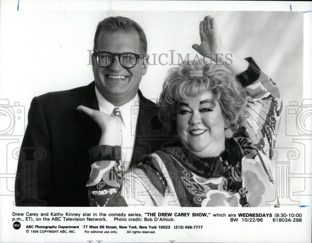 1996 Press Photo Comedy Actor Drew Carey &amp; Kathy Kinney - RRW83495 - Historic Images