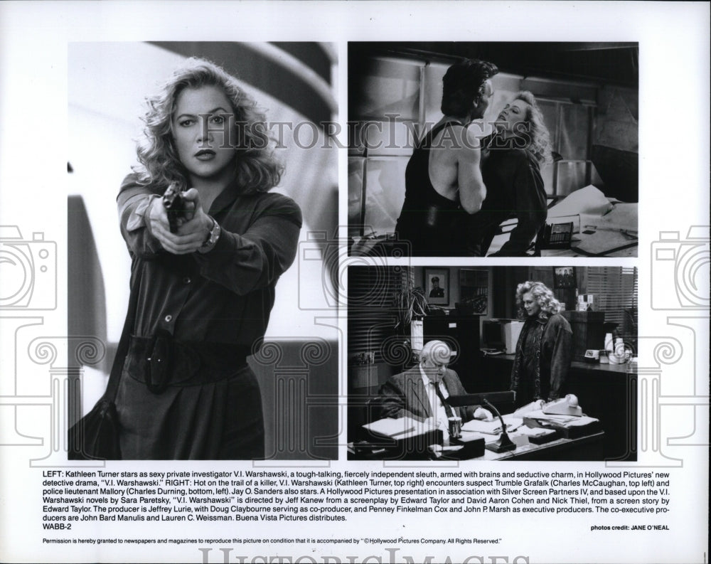 press photo KATHLEEN TURNER V.I. WARSHAWSKI - RRW83943 - Historic Images