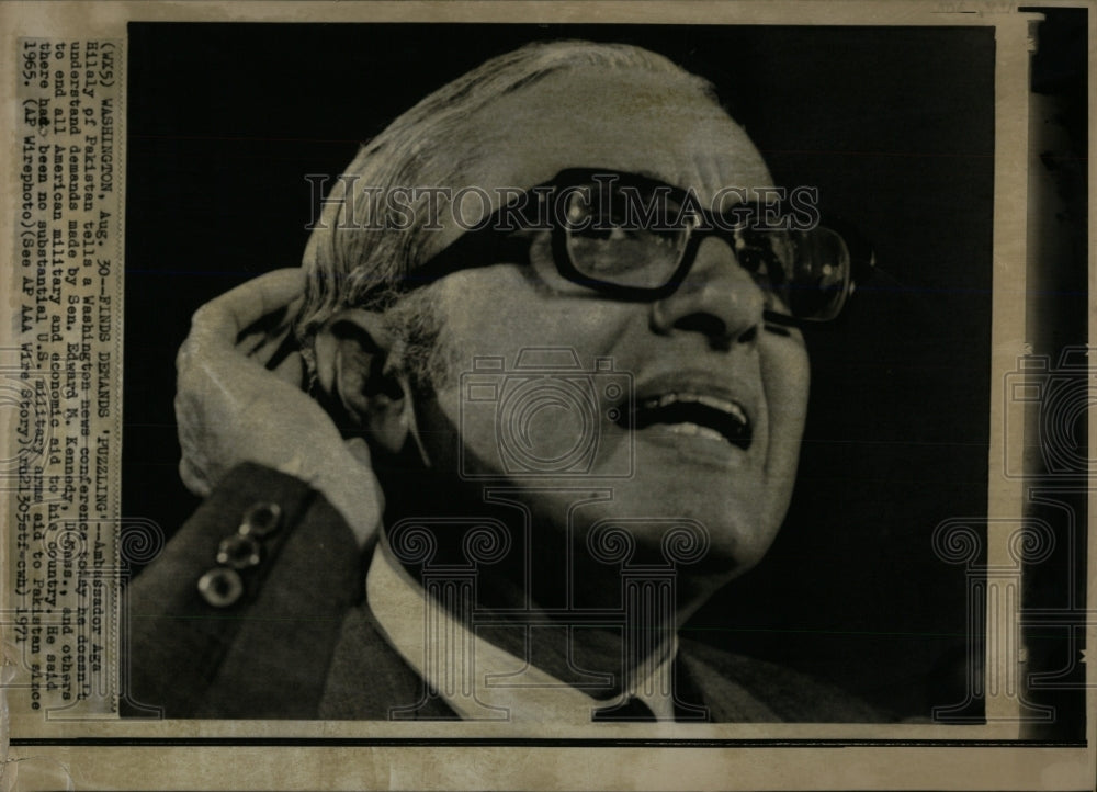 1971 Press Photo Agha Hilaly Pakistan Ambassador - RRW84771 - Historic Images