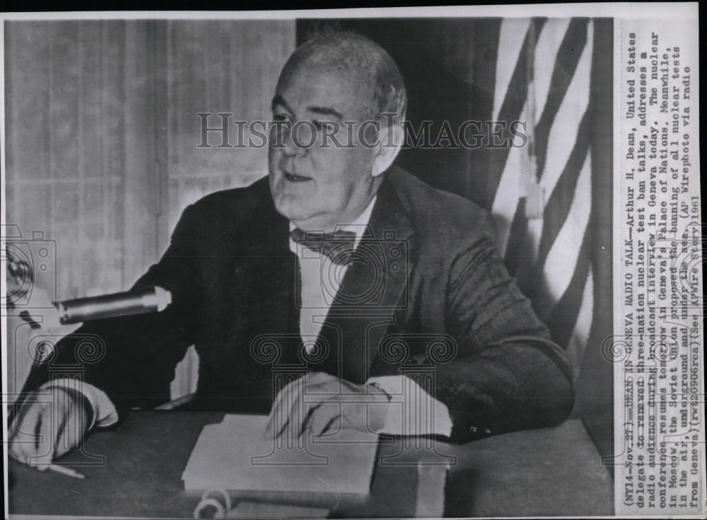 1961 Press Photo Arthur Dean nuclear Radio Geneva Union - RRW84831 - Historic Images