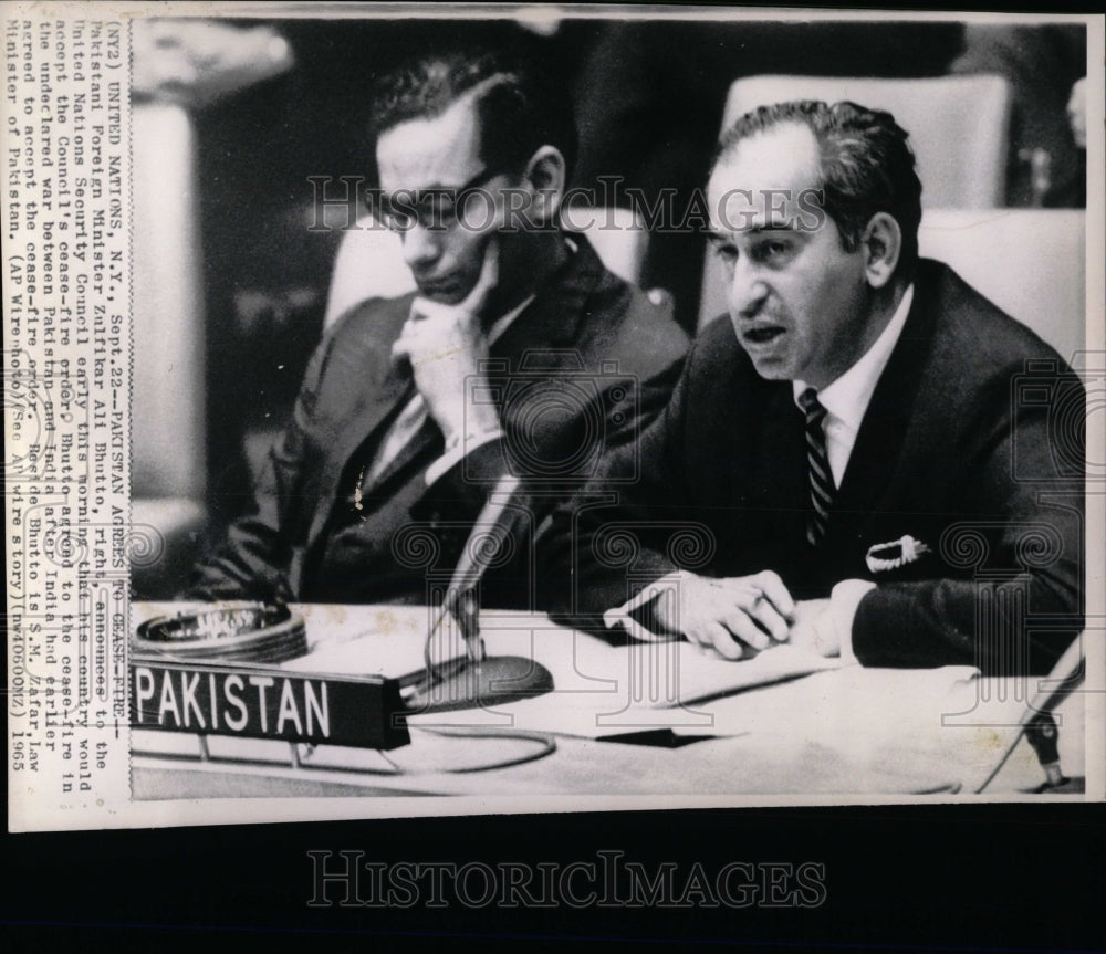 1965 Press Photo Pakistani Foreign Minister Zulficar Al - RRW84927 - Historic Images