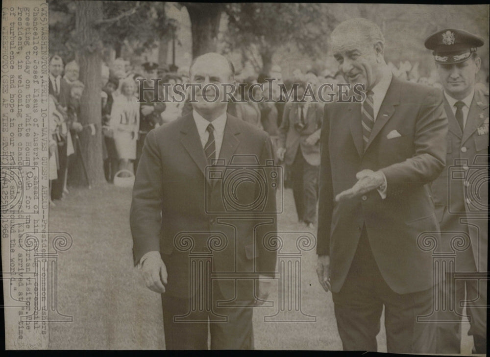1968 Press Photo President Johnson Chancellor Josef Kla - RRW85163 - Historic Images