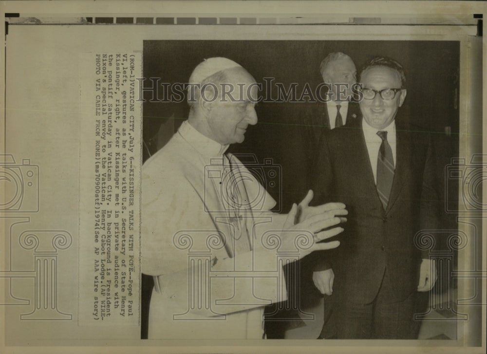 1974 Press Photo Pope Paul VI US secretary Kissinger - RRW85191 - Historic Images