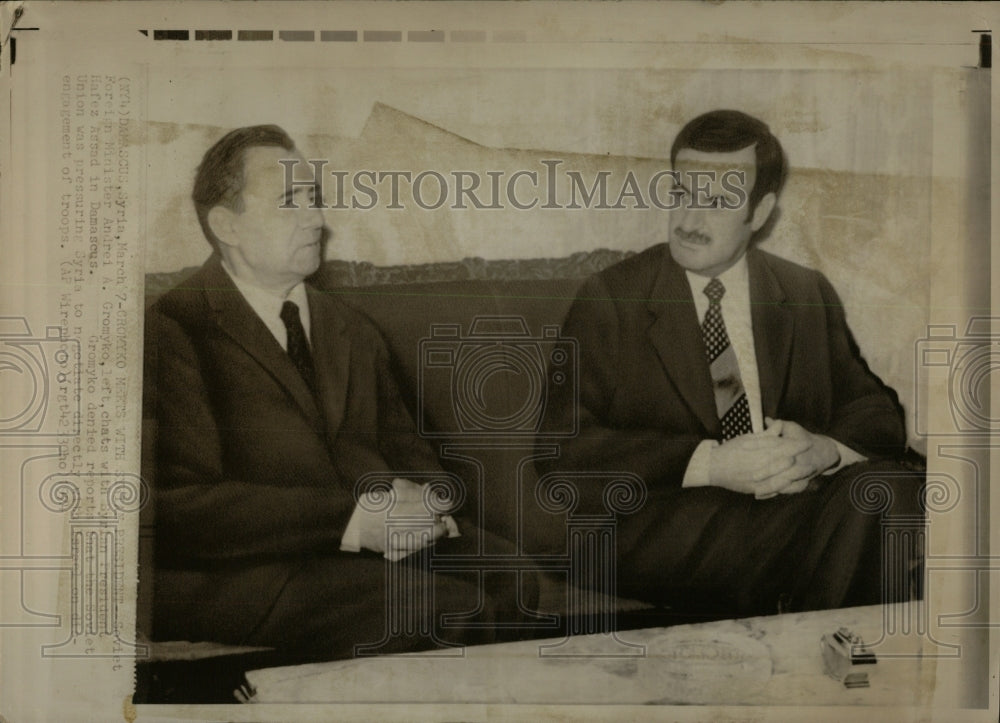 1974 Press Photo Andrei Gromyko Soviet minister Assad - RRW85315 - Historic Images