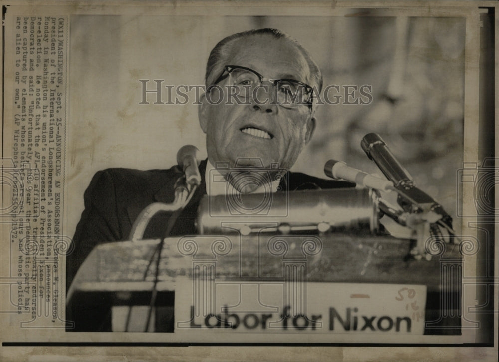 1972 Press Photo Thomas W. Gleason Union President - RRW85487 - Historic Images