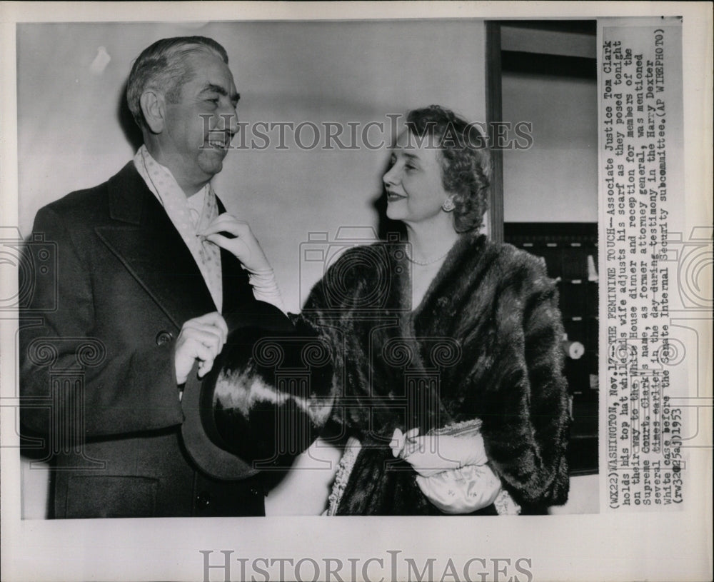 1953 Press Photo Tom Clark White House Justice scarf - RRW85863 - Historic Images