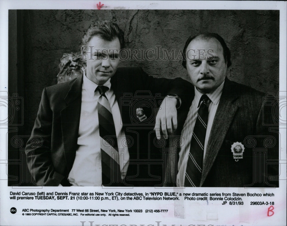 1993 Press Photo David Caruso Dennis Franz Detectives RRW85885