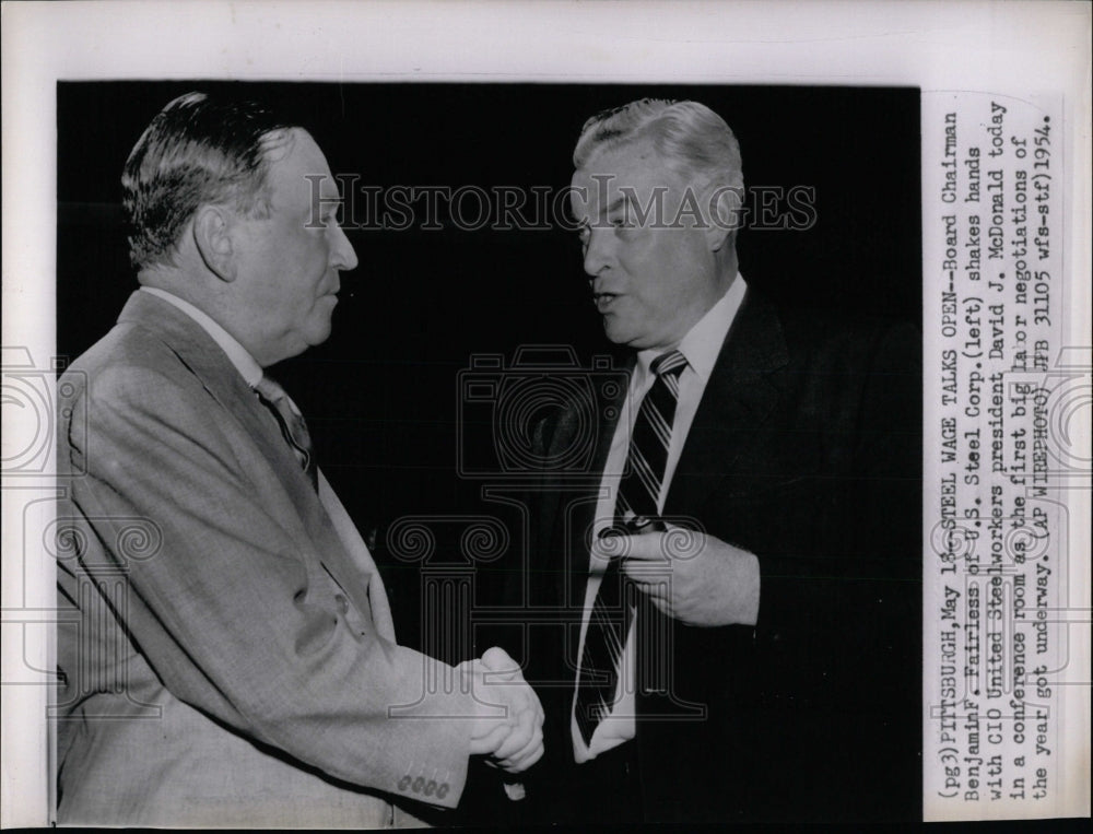 1954 Press Photo David J. McDonald Pres.Untd Steel Work - RRW86095 - Historic Images