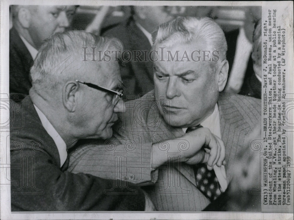 1959 Press Photo DAVID J. MCDONALD UNITED STEEL WORKERS - RRW86109 - Historic Images