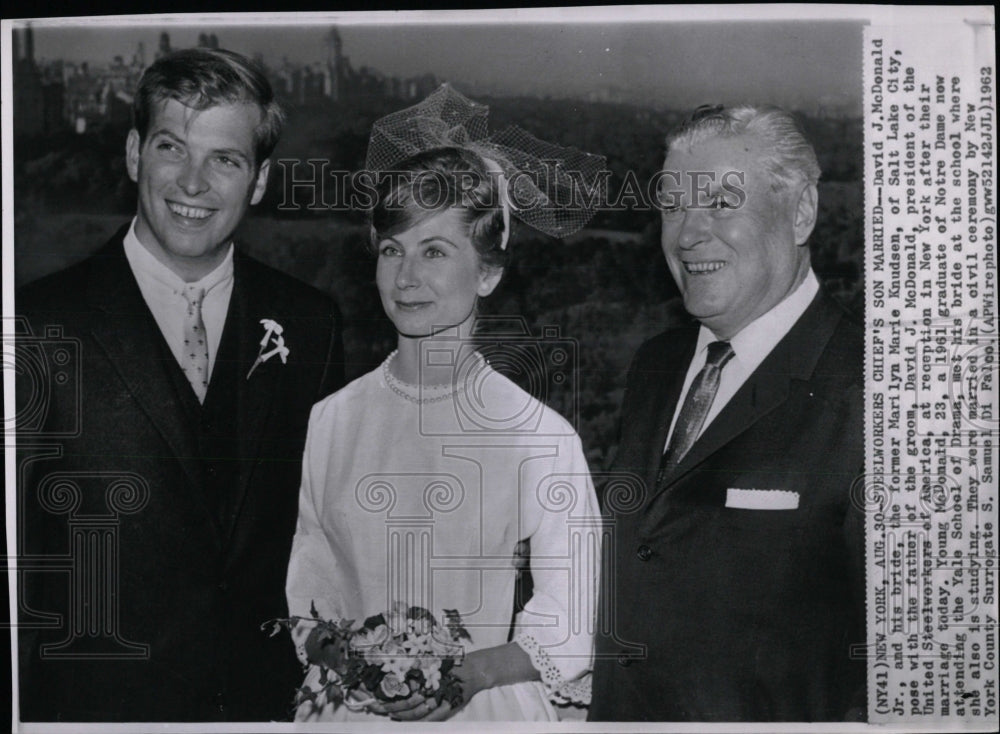 1962 Press Photo David McDonald Jr Marilyn Marie weds - RRW86129 - Historic Images