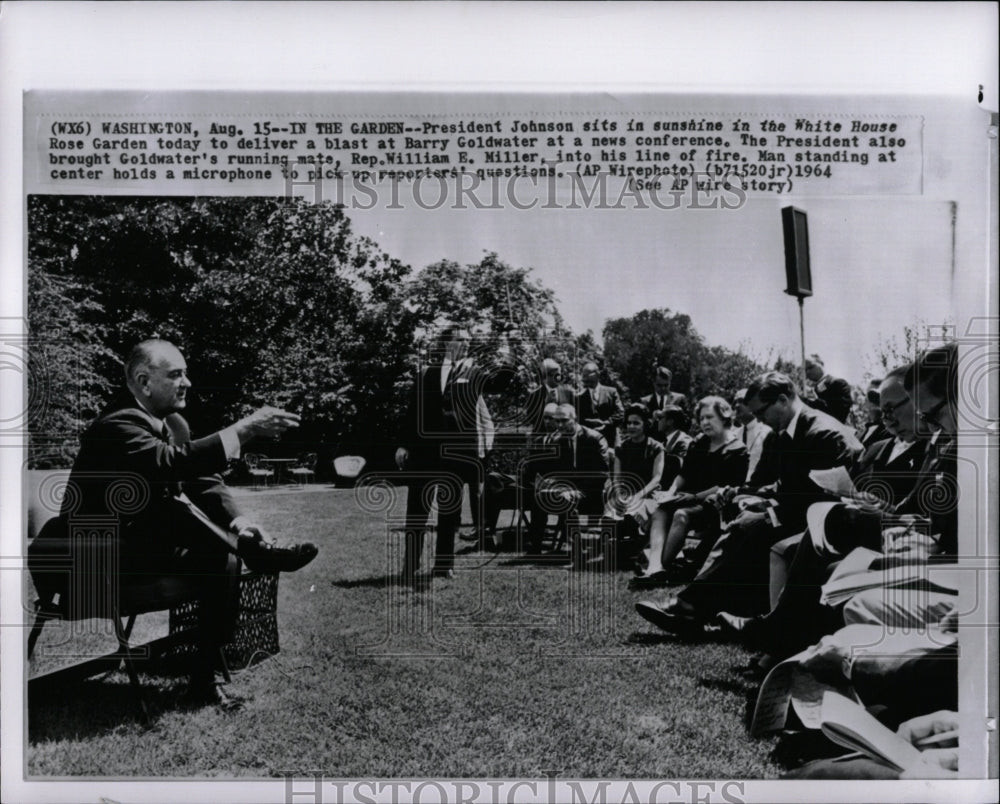 1964 Press Photo Barry Goldwater President Johnson Rose - RRW87075 - Historic Images