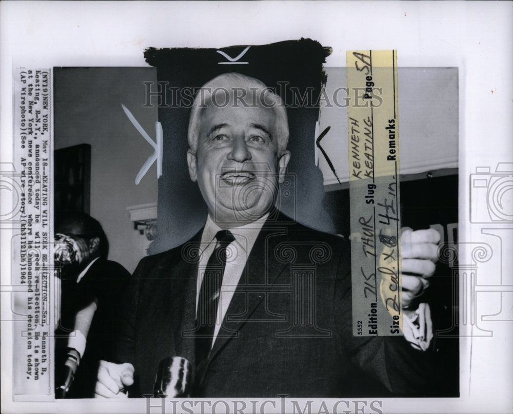 1964 Press Photo Kenneth Keating New York Election Seek - RRW87331 - Historic Images