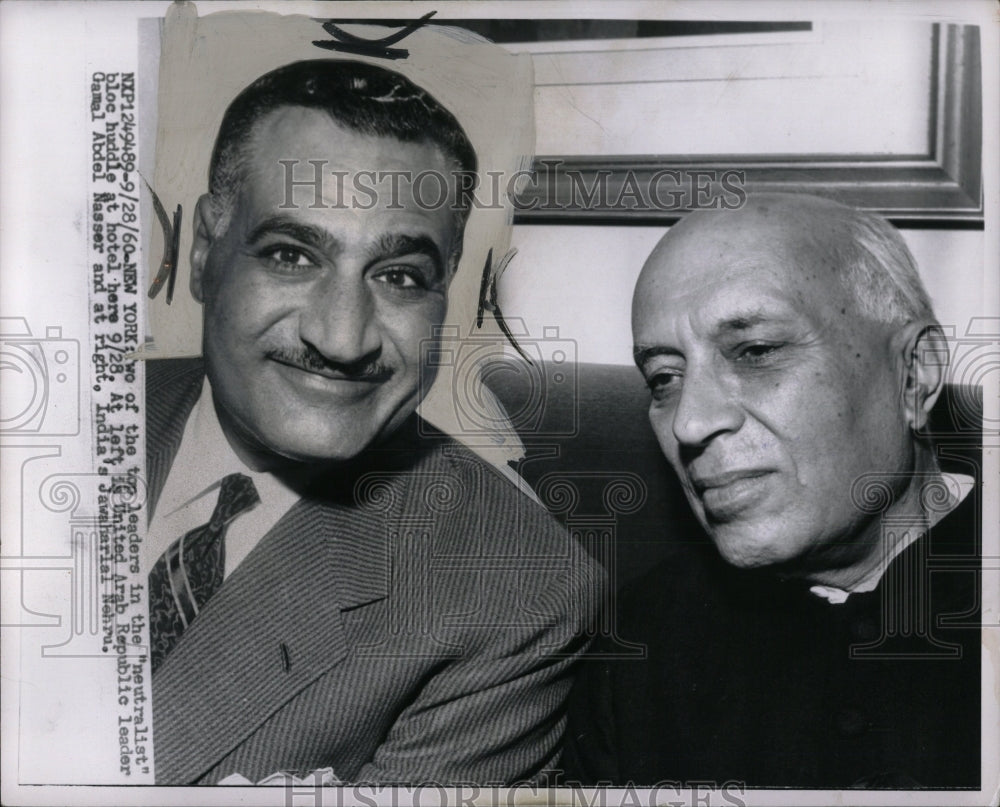 1960 Press Photo Gamal Abdl Nasser Jawaharlal Nehru Top - RRW87423 - Historic Images