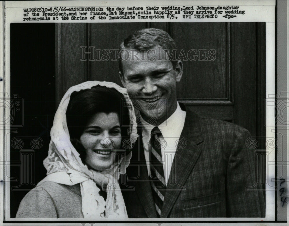 1966 Press Photo Wedding Luci Johnson Pat Nugent Shirne - RRW88019 - Historic Images