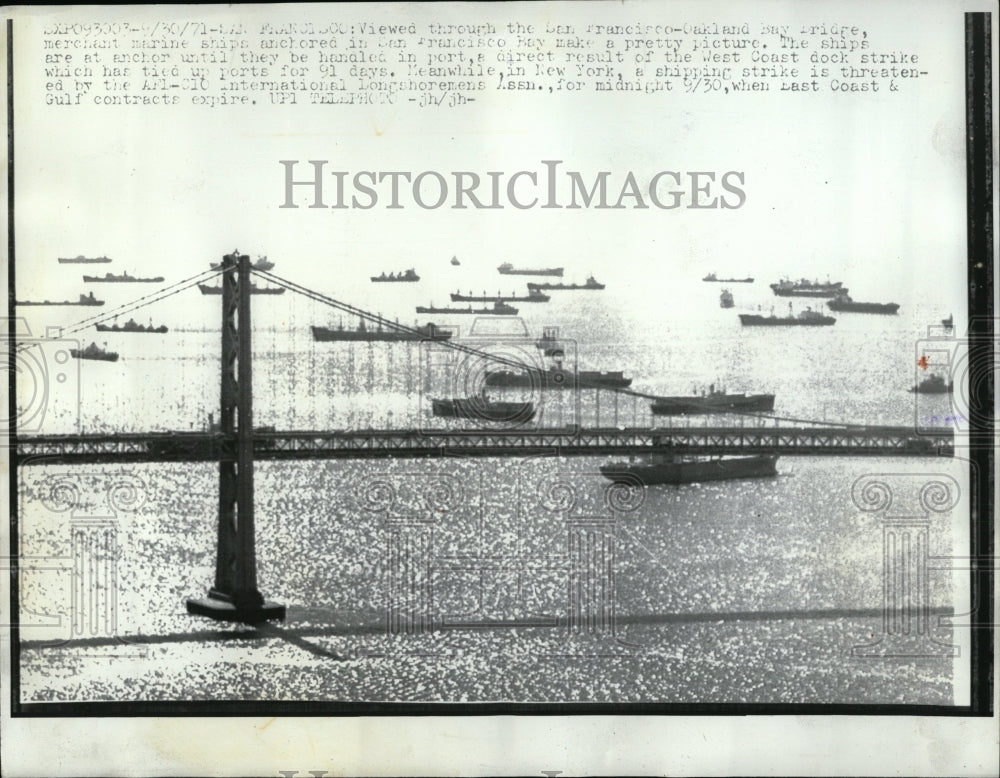 1971 Press Photo Ships Anchored At San Francisco Bay. - RRW88083 - Historic Images