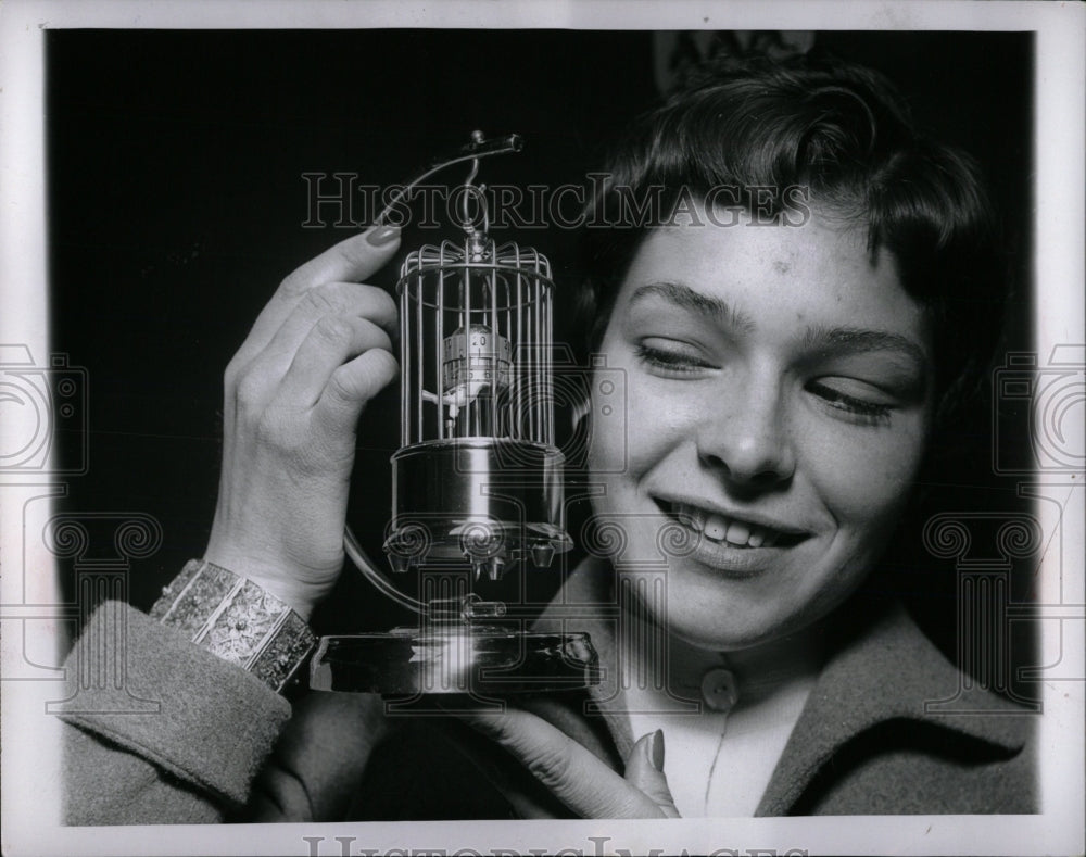 1955 Press Photo Girl with Clock Alarm - RRW88999 - Historic Images