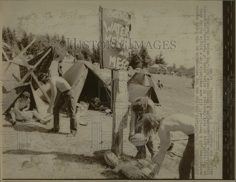 1970 Press Photo watermelon Sky River rock festival - RRW89223 - Historic Images