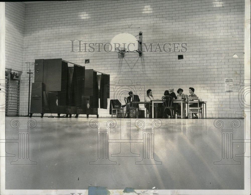 1959 Press Photo Hurley School Gym Polling Place Empty - RRW89469 - Historic Images