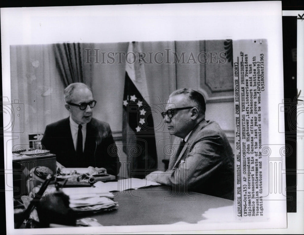 1963 Press Photo John Hightower President Betancourt - RRW89531 - Historic Images