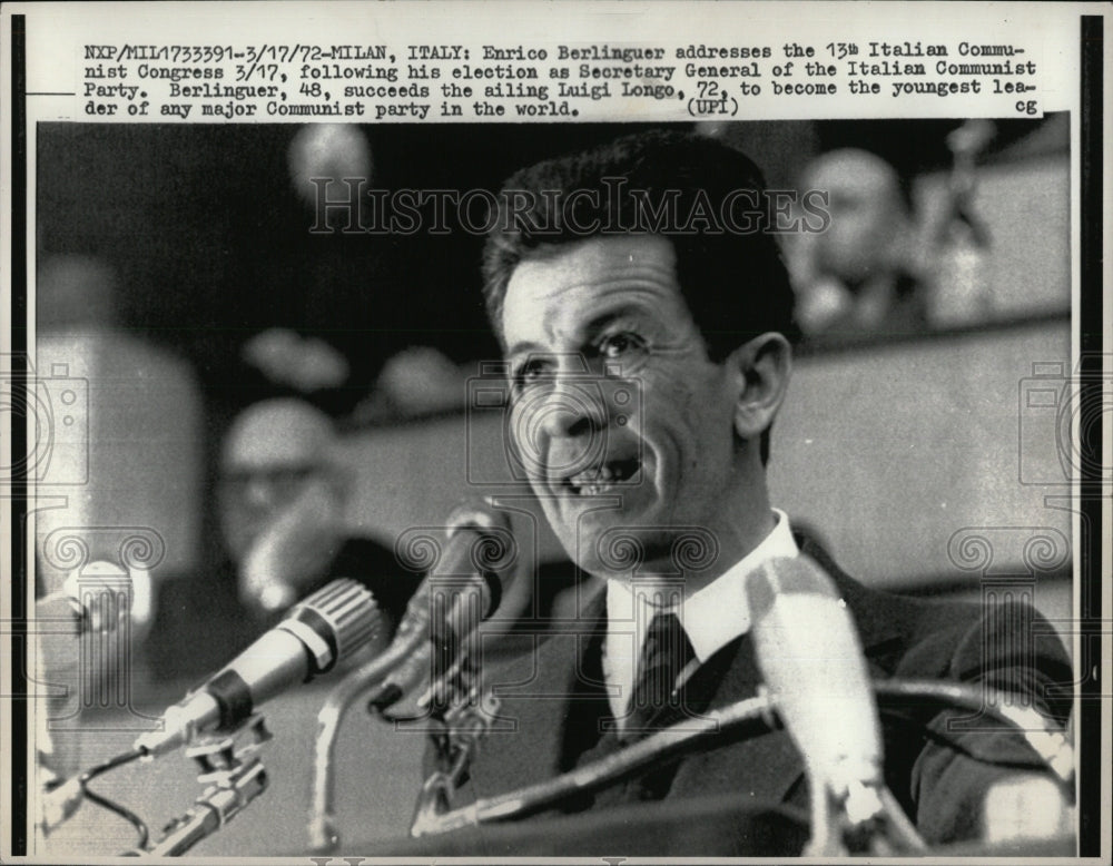 1972 Press Photo Enrico Berlinguer Italian Politician - RRW89571 - Historic Images