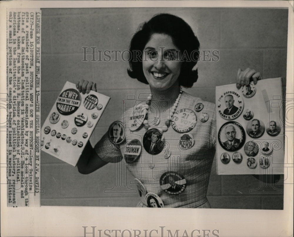 1964 Press Photo Presidential Election Buttons - RRW89977 - Historic Images