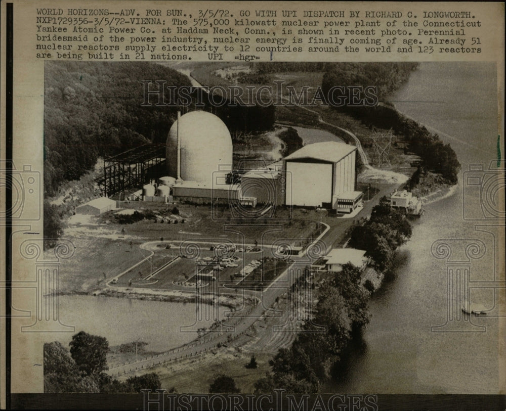 1972 Press Photo Nuclear Power Plant Connecticut Aerial - RRW90163 - Historic Images