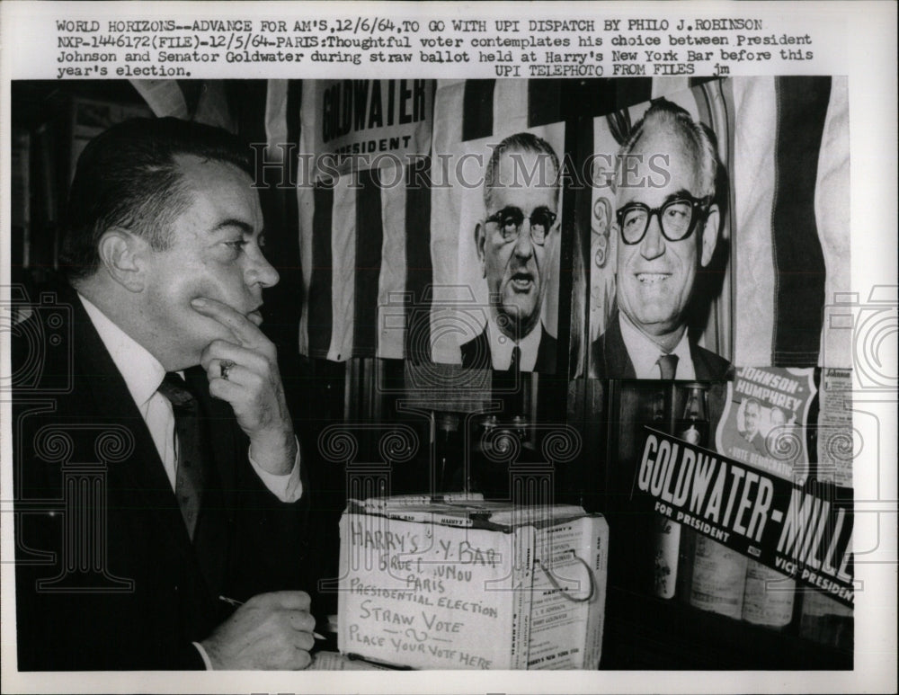 1964 Press Photo Election Straw Ballot - RRW90229 - Historic Images