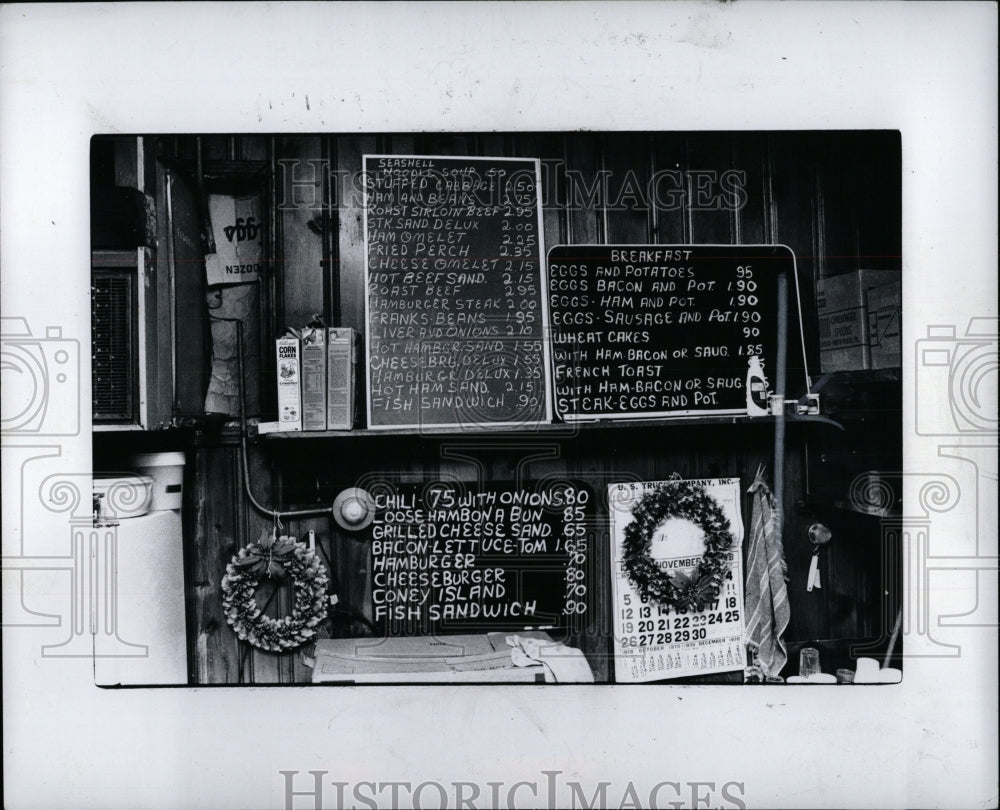 1978 Press Photo menu restaurant Truckers Paradise - RRW90333 - Historic Images