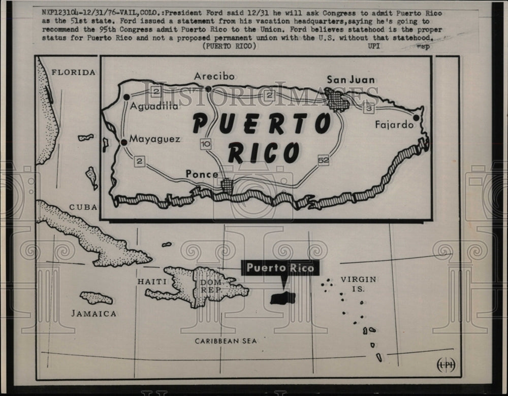 1976 Press Photo Puerto Rico Closeup Map Proposal - RRW90637 - Historic Images