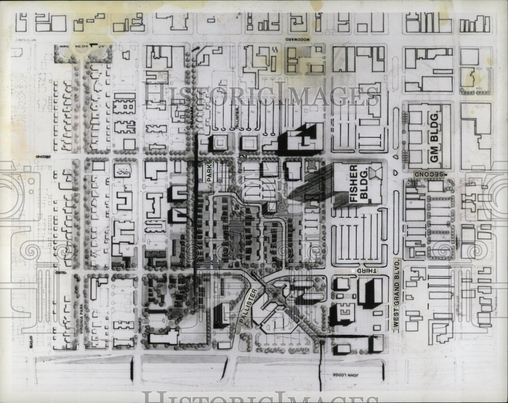 1978 Press Photo Detroit&#39;s New Centre Layout - RRW90727 - Historic Images