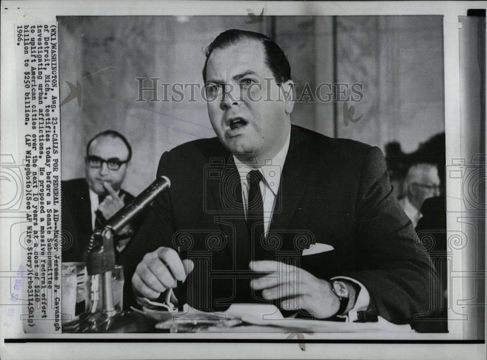 1966 Press Photo Mayor Jerome P. Cavanagh Testifies - RRW90967 - Historic Images