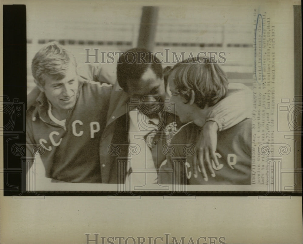 1973 Press Photo World Univ Games CCCP Team Celebrating - RRW91791 - Historic Images