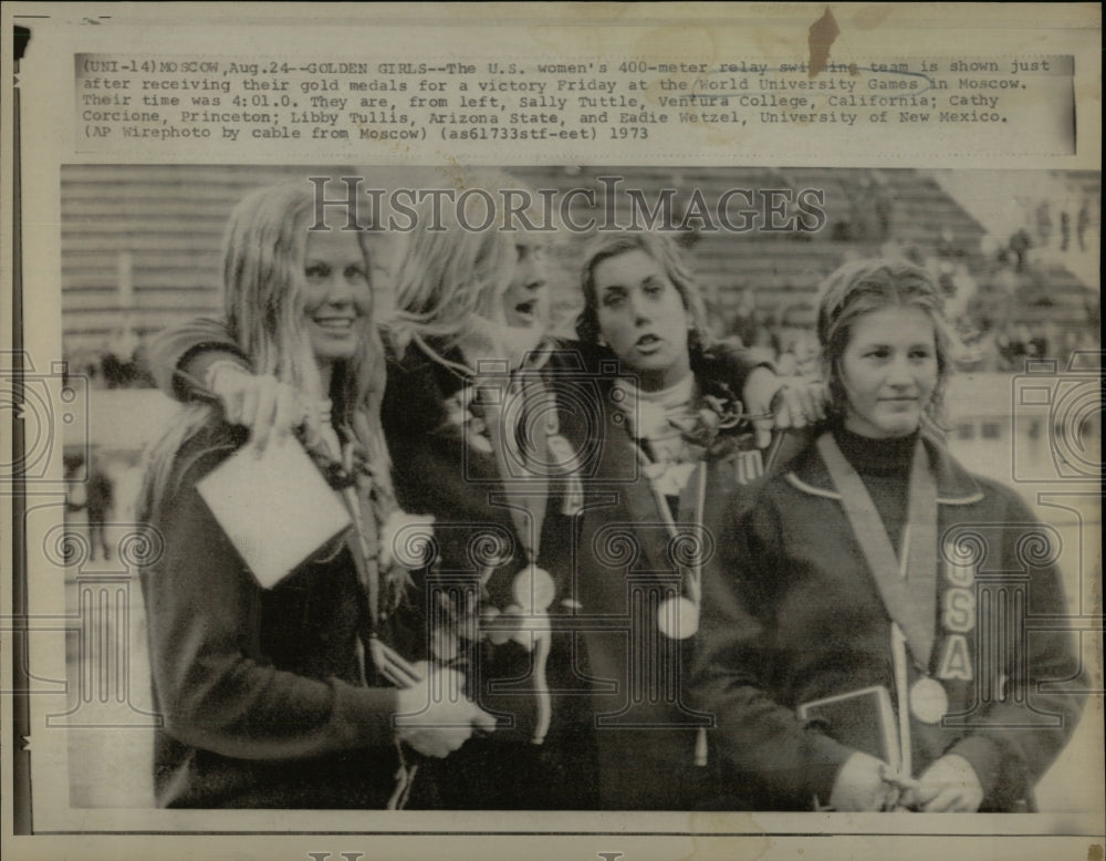 1973 Press Photo World University Games U.S. Swim Team - RRW91811 - Historic Images