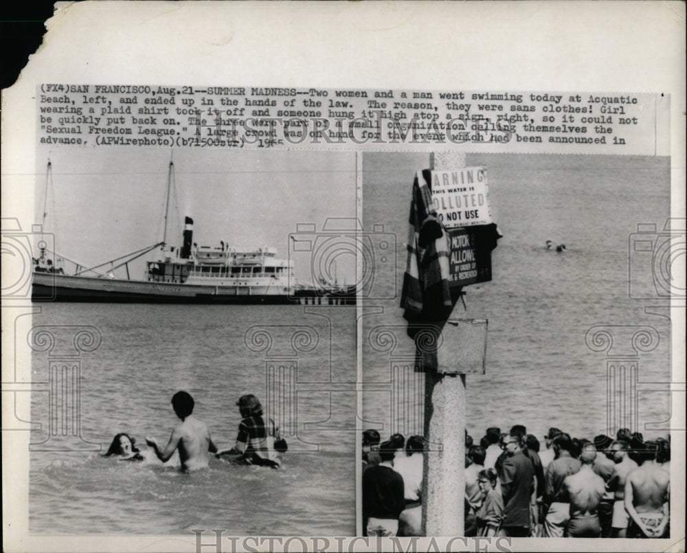 1965 Press Photo Aquatic Beach Summer Swimmers Chicago - RRW92071 - Historic Images