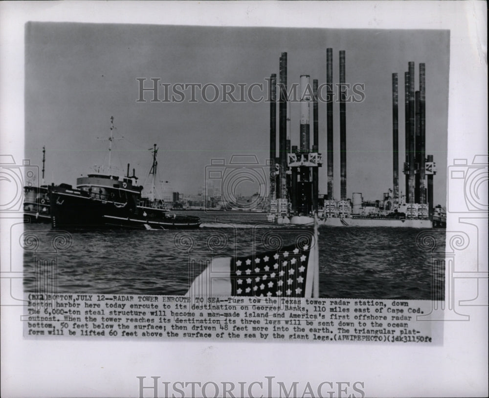 1955 Press Photo Texas Tower Radar Station Georges Bank - RRW92555 - Historic Images