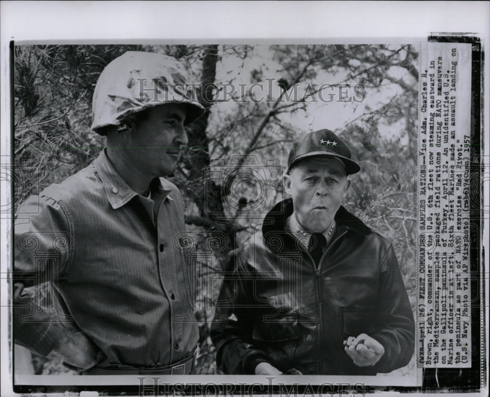 1957 Press Photo Vice Admiral Charles R. Brown U.S.Navy - RRW92747 - Historic Images