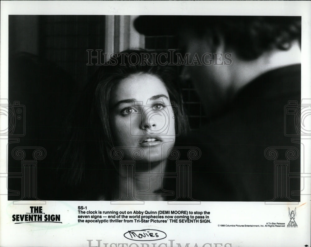 1988 Press Photo Demi Moore star Seventh Sign movie - RRW93455 - Historic Images