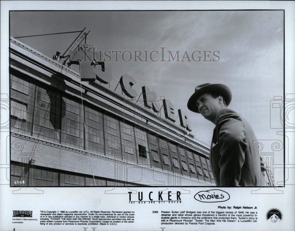 1988 Press Photo Jeff Bridges star scene Tucker movie - RRW94023 - Historic Images