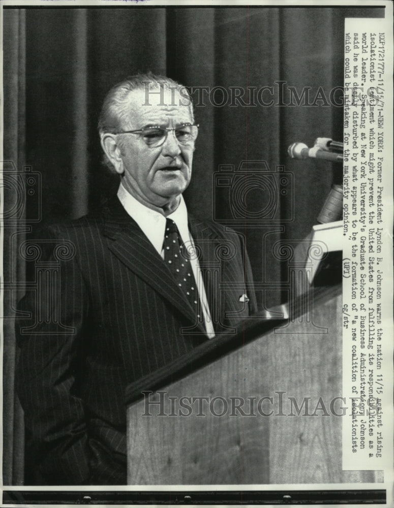 1971 Press Photo President Lyndon B. Johnson Speaks - RRW94223 - Historic Images