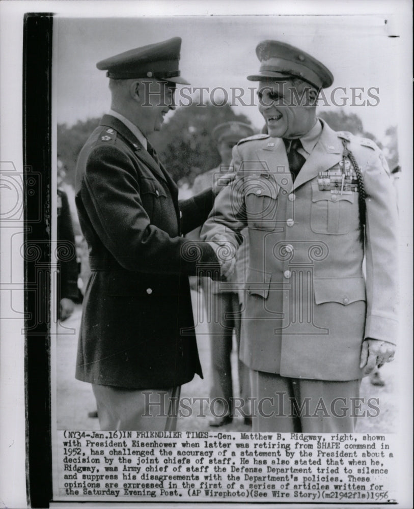 1956 Press Photo Matthew Ridgway Eisenhower Fridendler - RRW94239 - Historic Images