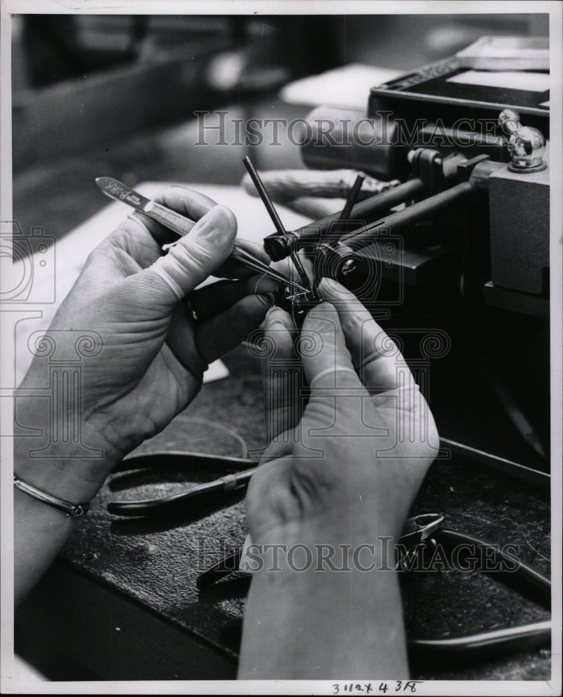 1961 Press Photo Burroughs Corporation Styrlander Hand - RRW94371 - Historic Images