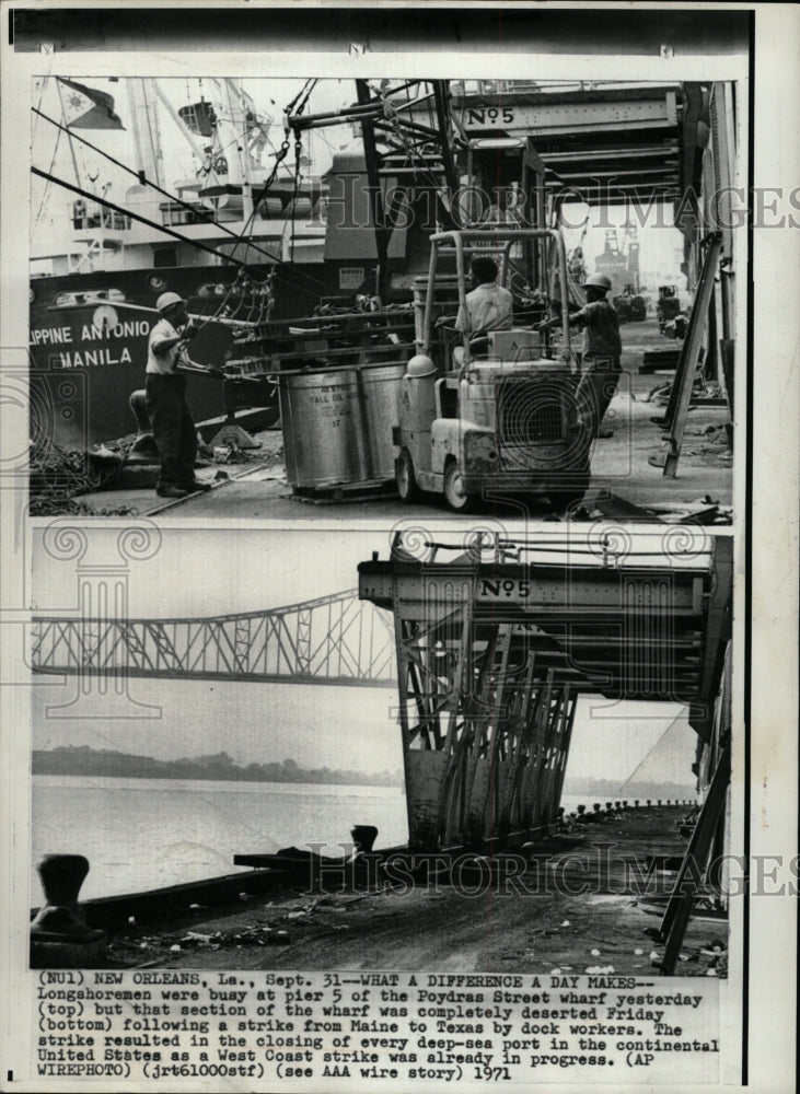 1971 Press Photo Strikes Sailor Pier 5 New Orleans - RRW94723 - Historic Images