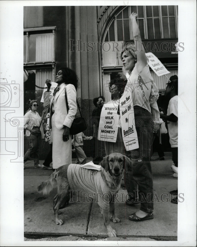 1987 Press Photo Detroit School Teachers Picket Strike - RRW94815 - Historic Images